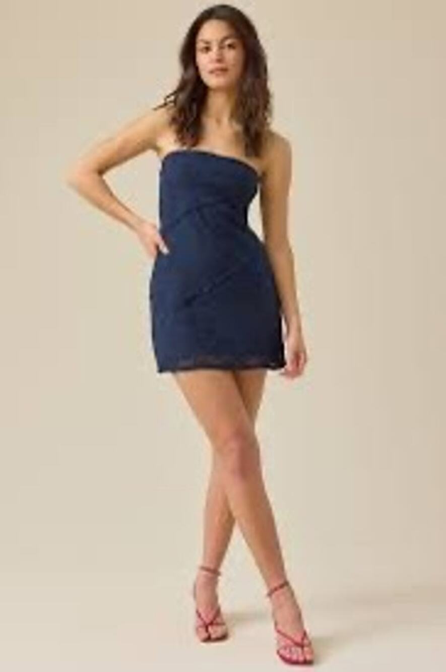 Altar'd State Jaynie Strapless Mini Dress Navy Blue NWT Size M